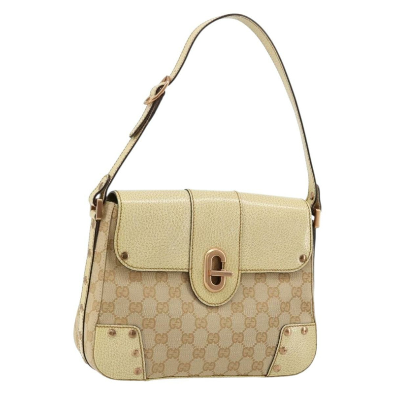 【日本直送】GUCCI GG帆布肩背包 米色 金色 正品 177967A-0