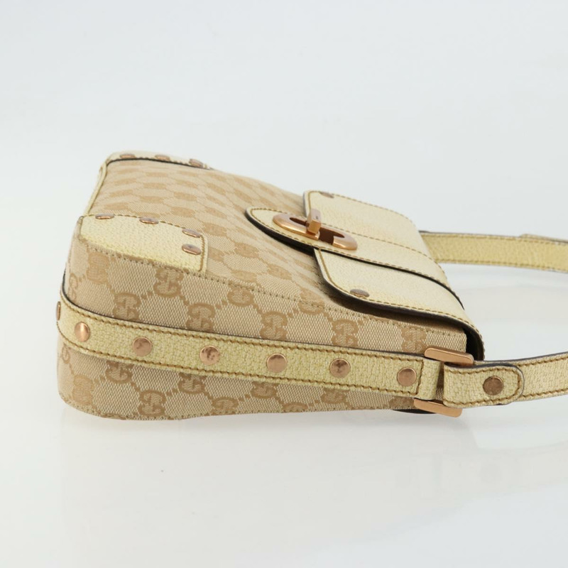 【日本直送】GUCCI GG帆布肩背包 米色 金色 正品 177967A-2