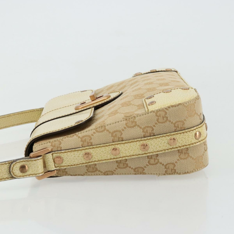 【日本直送】GUCCI GG帆布肩背包 米色 金色 正品 177967A-3