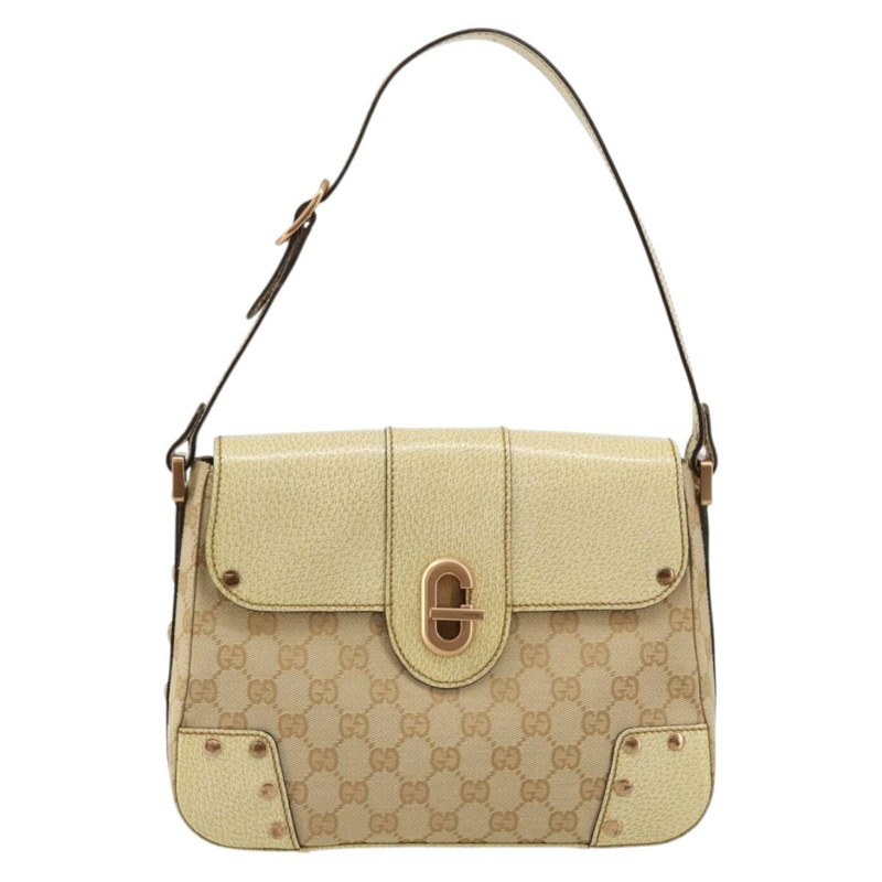 【日本直送】GUCCI GG帆布肩背包 米色 金色 正品 177967A-12