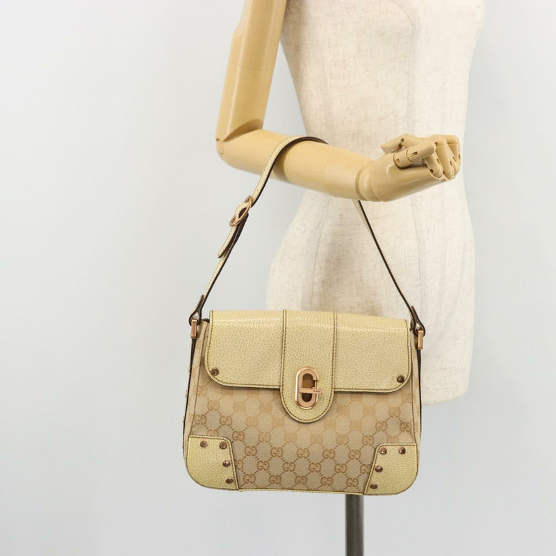 【日本直送】GUCCI GG帆布肩背包 米色 金色 正品 177967A-22
