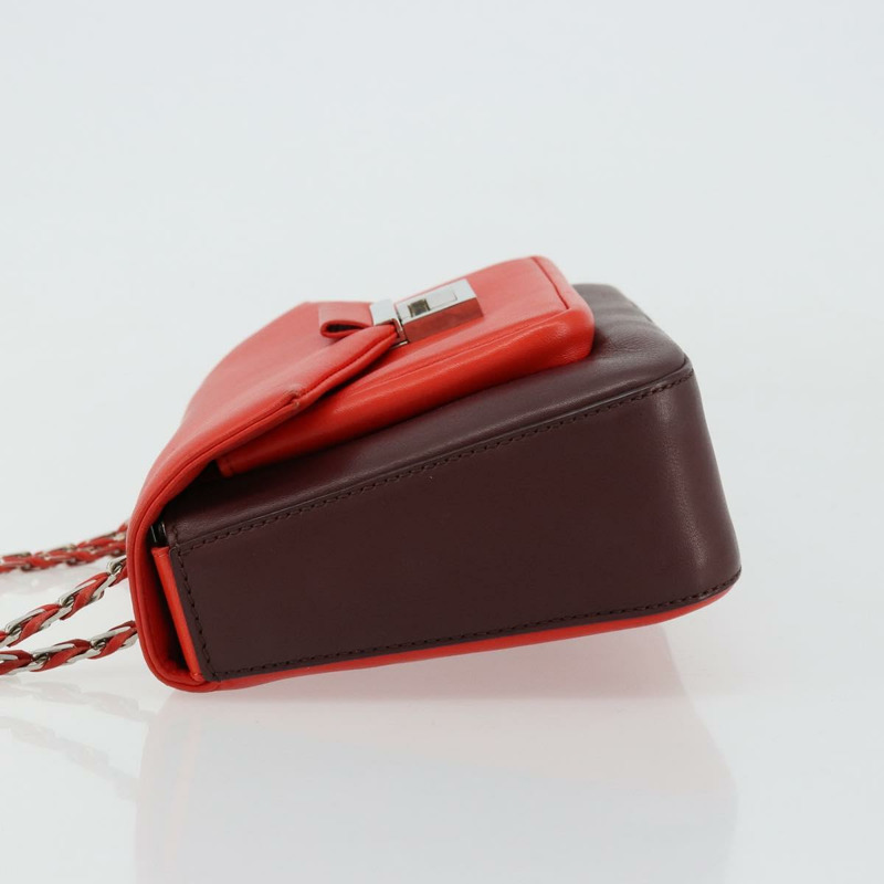 【日本直送】FENDI 鏈條 Beebaguette 肩背包 皮革 紅色 銀色 正品 177969A-3
