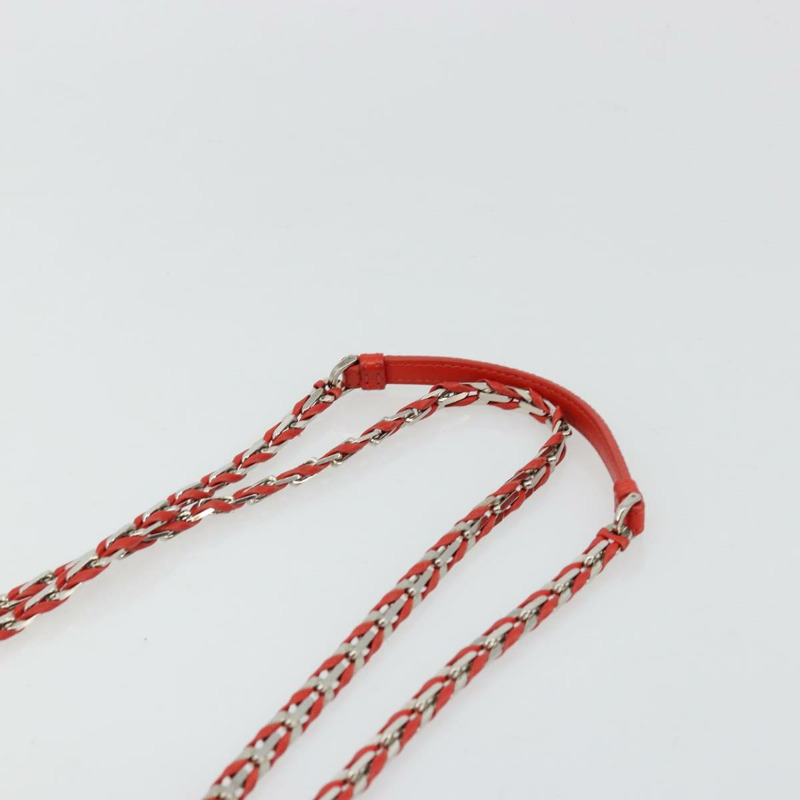 【日本直送】FENDI 鏈條 Beebaguette 肩背包 皮革 紅色 銀色 正品 177969A-7