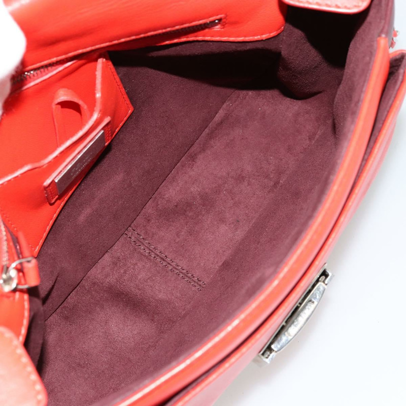 【日本直送】FENDI 鏈條 Beebaguette 肩背包 皮革 紅色 銀色 正品 177969A-9