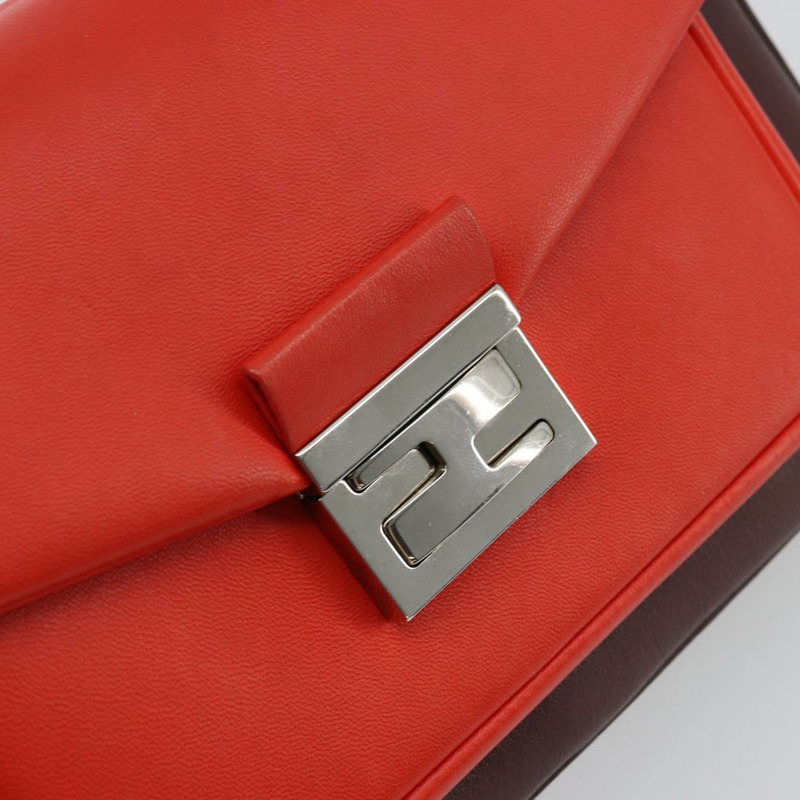 【日本直送】FENDI 鏈條 Beebaguette 肩背包 皮革 紅色 銀色 正品 177969A-17
