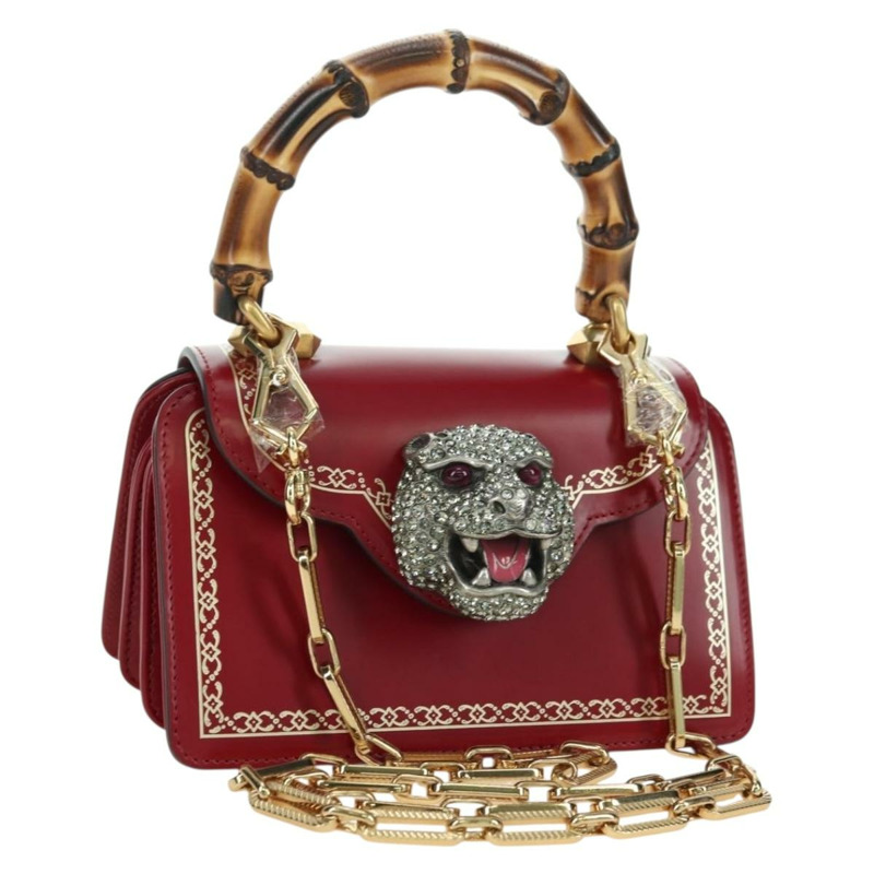 【日本直送】GUCCI 竹葉泰加頭手提包 皮革 兩用 紅金配色 488667 正品 170530SAV-0
