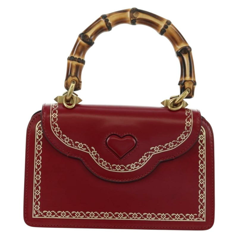 【日本直送】GUCCI 竹葉泰加頭手提包 皮革 兩用 紅金配色 488667 正品 170530SAV-1