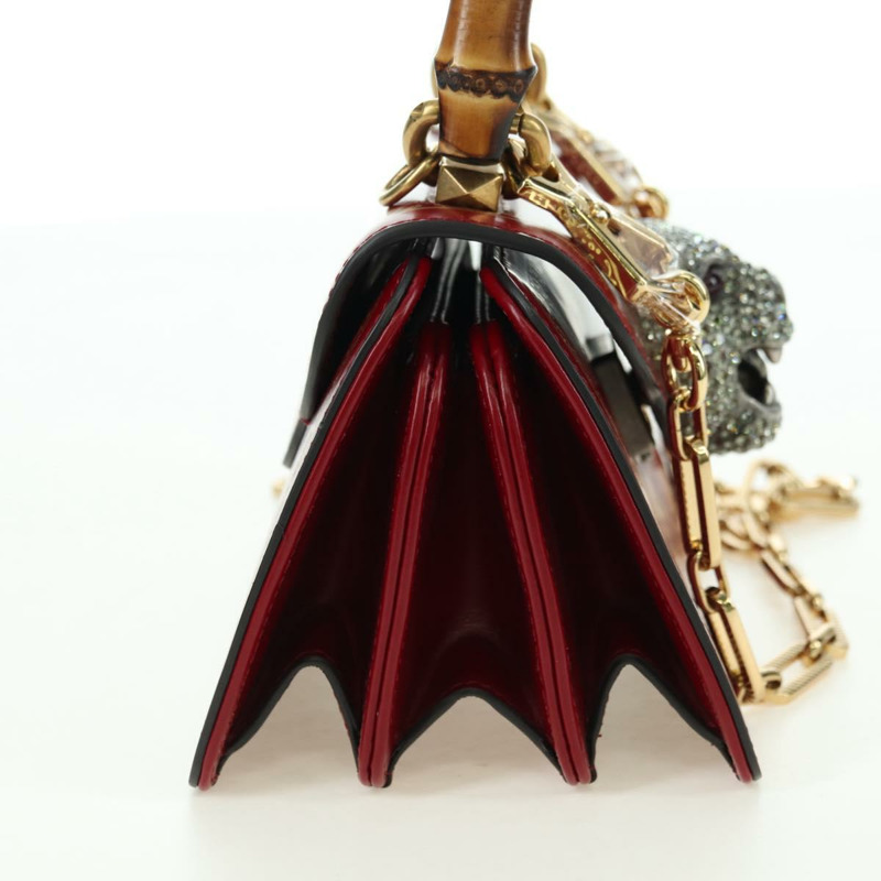 【日本直送】GUCCI 竹葉泰加頭手提包 皮革 兩用 紅金配色 488667 正品 170530SAV-3