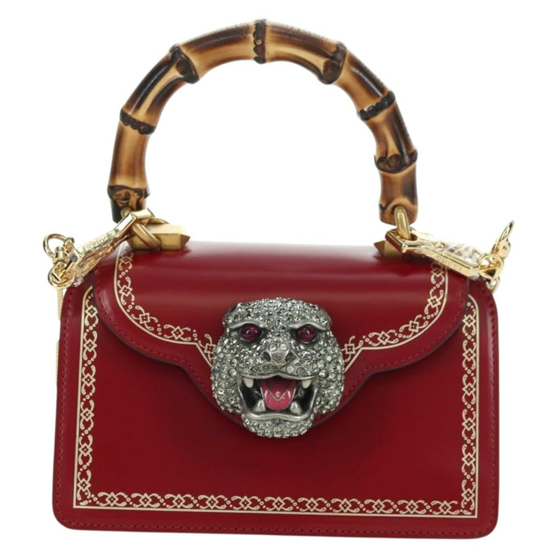 【日本直送】GUCCI 竹葉泰加頭手提包 皮革 兩用 紅金配色 488667 正品 170530SAV-12