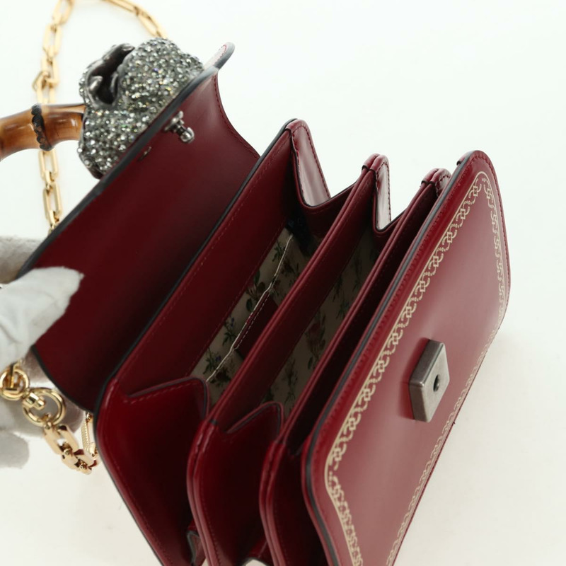 【日本直送】GUCCI 竹葉泰加頭手提包 皮革 兩用 紅金配色 488667 正品 170530SAV-21