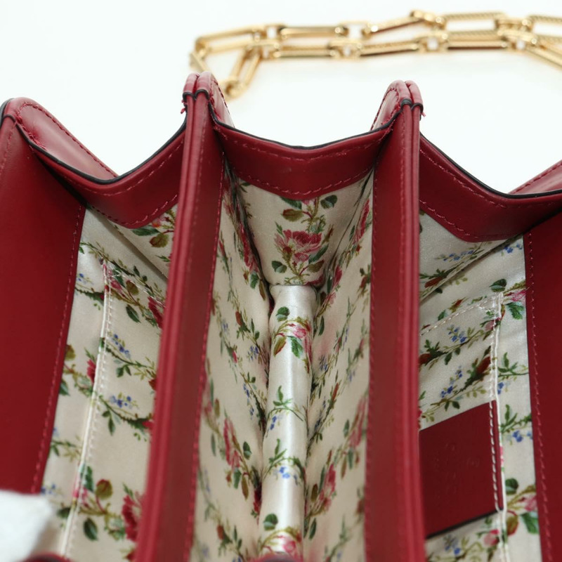 【日本直送】GUCCI 竹葉泰加頭手提包 皮革 兩用 紅金配色 488667 正品 170530SAV-26