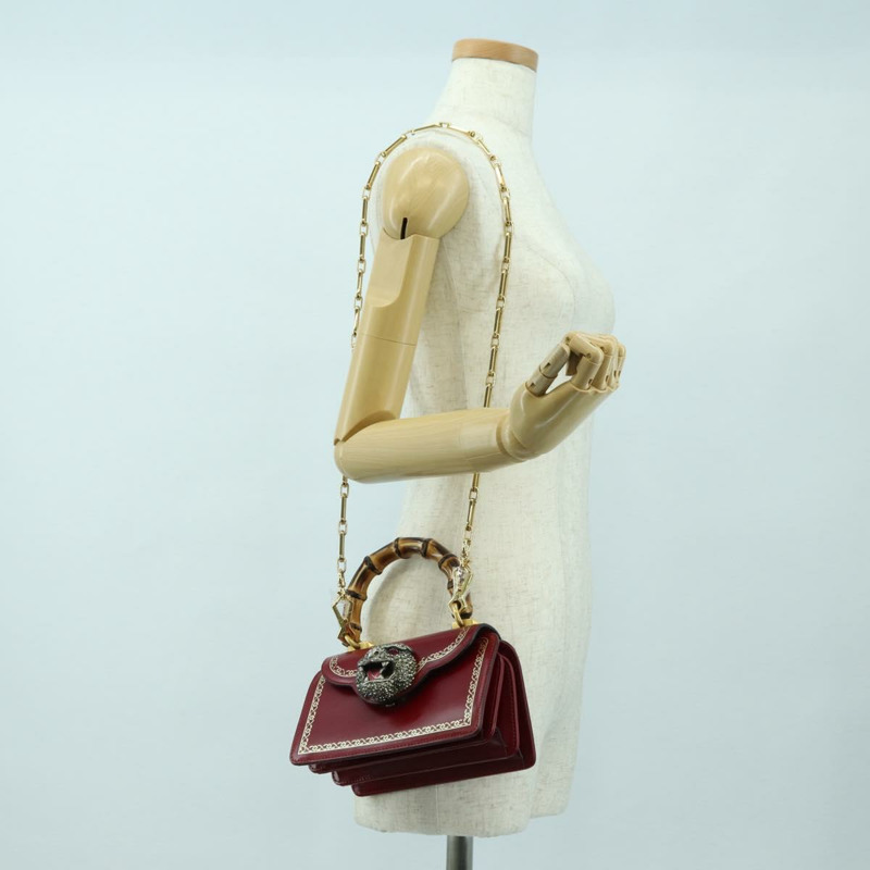 【日本直送】GUCCI 竹葉泰加頭手提包 皮革 兩用 紅金配色 488667 正品 170530SAV-28