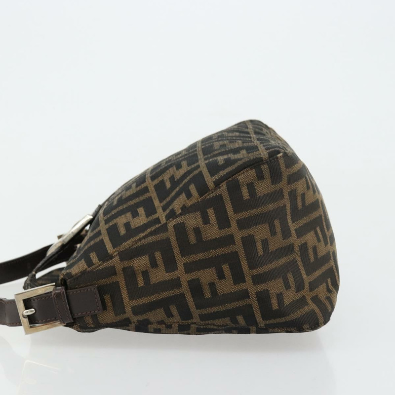 【日本直送】FENDI Zucca帆布Mamma Baguette包 黑色棕色 222826426 Auth fm5313A-3