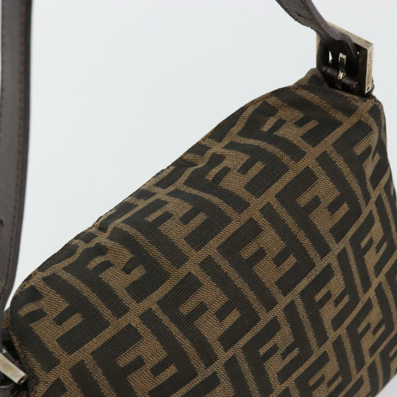 【日本直送】FENDI Zucca帆布Mamma Baguette包 黑色棕色 222826426 Auth fm5313A-5