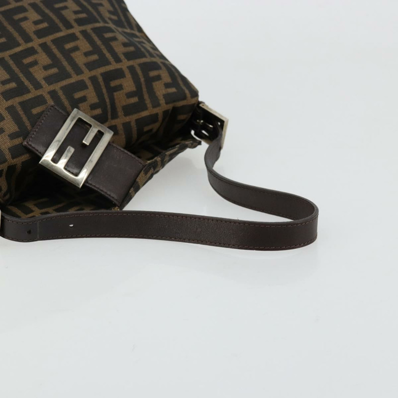 【日本直送】FENDI Zucca帆布Mamma Baguette包 黑色棕色 222826426 Auth fm5313A-6