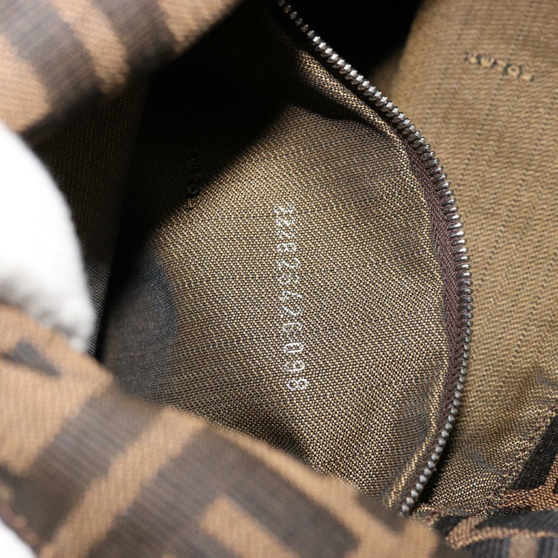 【日本直送】FENDI Zucca帆布Mamma Baguette包 黑色棕色 222826426 Auth fm5313A-11