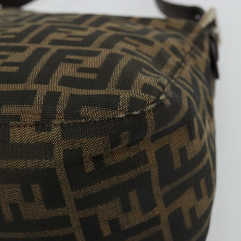 【日本直送】FENDI Zucca帆布Mamma Baguette包 黑色棕色 222826426 Auth fm5313A-15