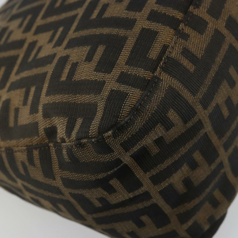 【日本直送】FENDI Zucca帆布Mamma Baguette包 黑色棕色 222826426 Auth fm5313A-16