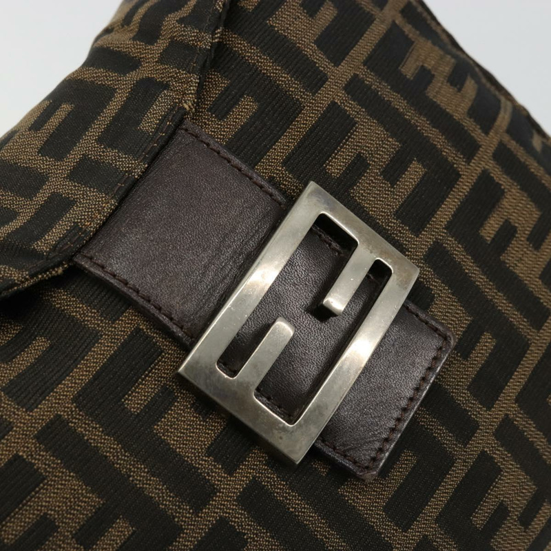 【日本直送】FENDI Zucca帆布Mamma Baguette包 黑色棕色 222826426 Auth fm5313A-18