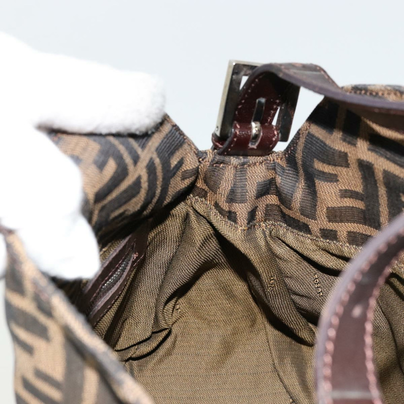 【日本直送】FENDI Zucca帆布Mamma Baguette包 黑色棕色 222826426 Auth fm5313A-20