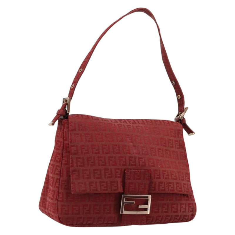 【日本直送】FENDI Zucchino帆布Mamma Baguette單肩包 紅色金色 正品 178066V-0
