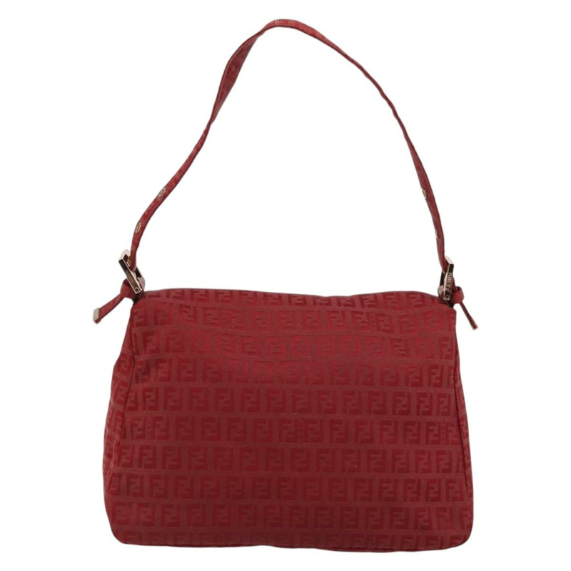 【日本直送】FENDI Zucchino帆布Mamma Baguette單肩包 紅色金色 正品 178066V-1
