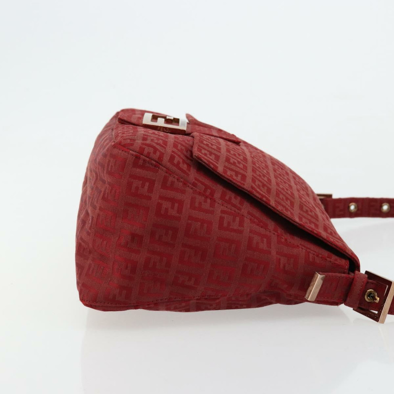 【日本直送】FENDI Zucchino帆布Mamma Baguette單肩包 紅色金色 正品 178066V-2