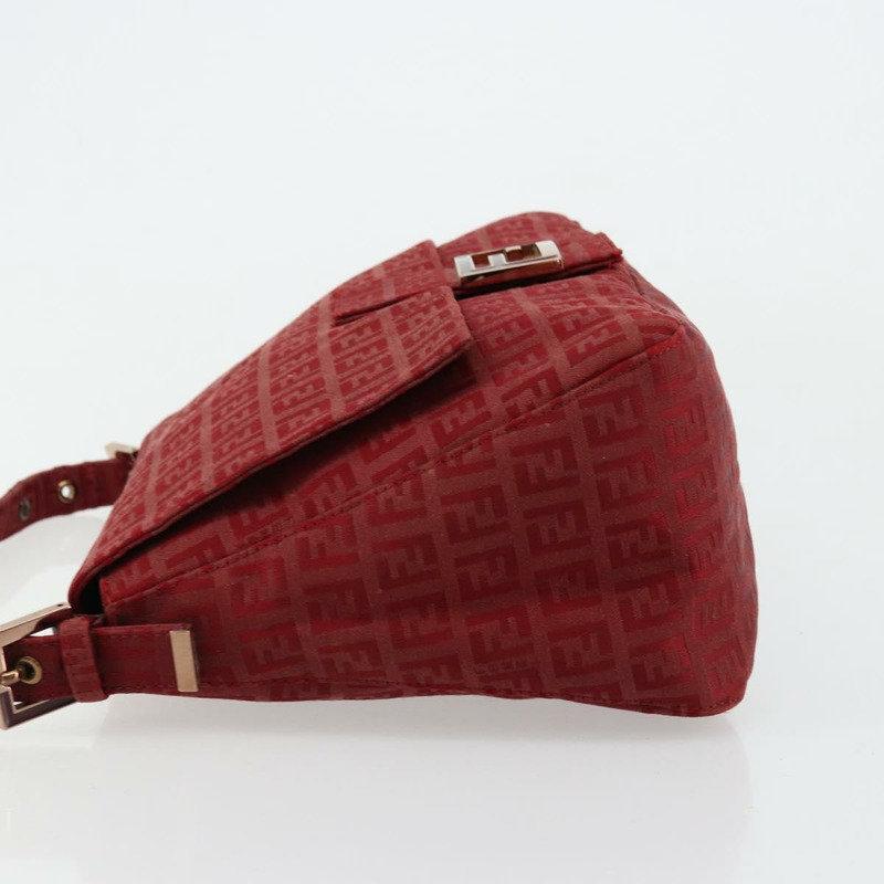 【日本直送】FENDI Zucchino帆布Mamma Baguette單肩包 紅色金色 正品 178066V-3