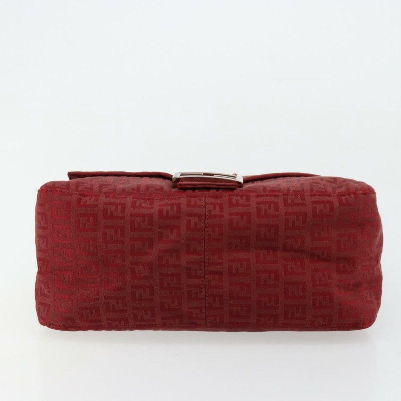 【日本直送】FENDI Zucchino帆布Mamma Baguette單肩包 紅色金色 正品 178066V-4