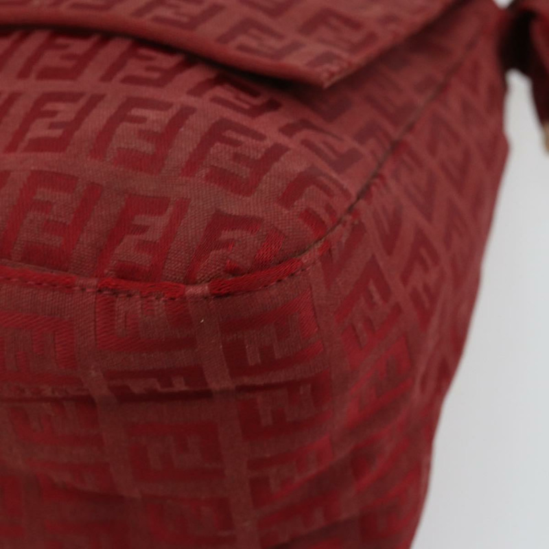 【日本直送】FENDI Zucchino帆布Mamma Baguette單肩包 紅色金色 正品 178066V-8