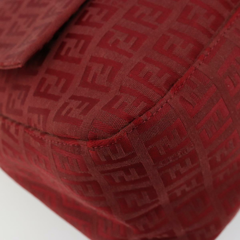 【日本直送】FENDI Zucchino帆布Mamma Baguette單肩包 紅色金色 正品 178066V-13