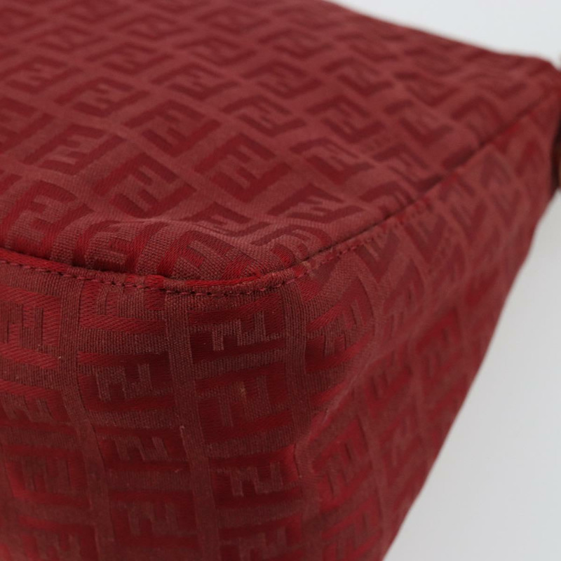 【日本直送】FENDI Zucchino帆布Mamma Baguette單肩包 紅色金色 正品 178066V-14