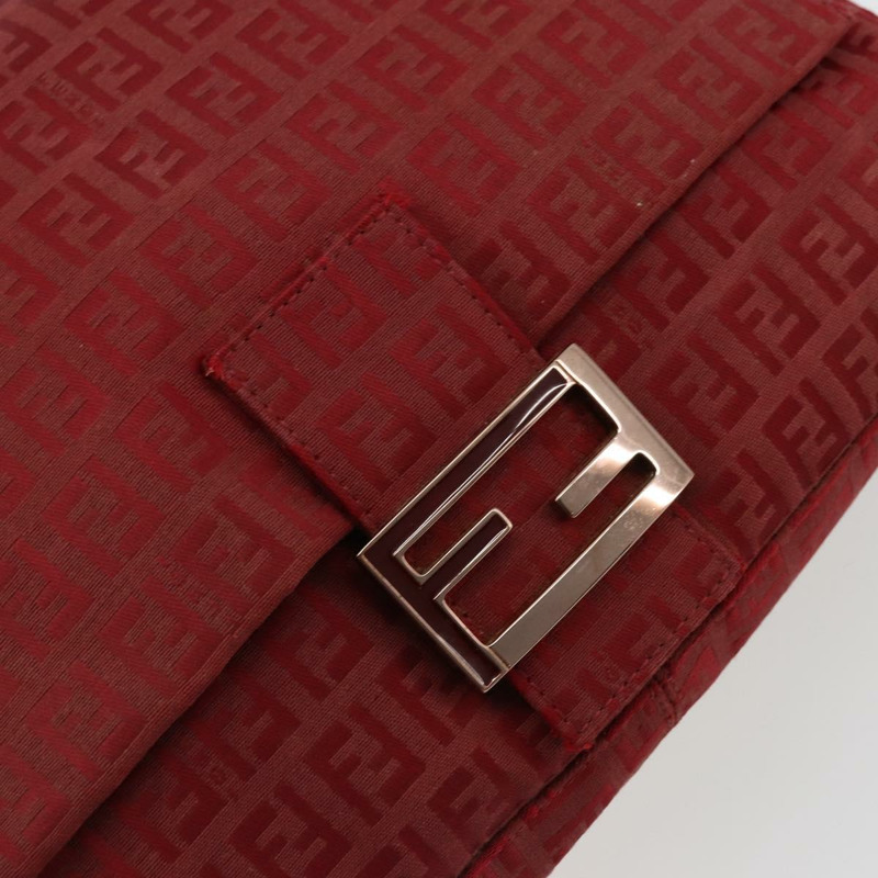【日本直送】FENDI Zucchino帆布Mamma Baguette單肩包 紅色金色 正品 178066V-17
