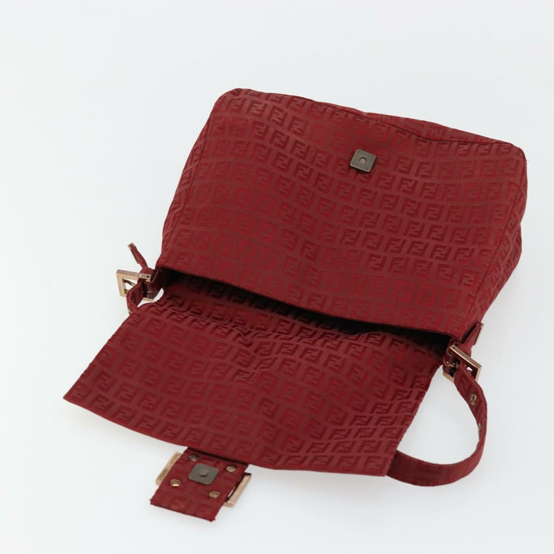 【日本直送】FENDI Zucchino帆布Mamma Baguette單肩包 紅色金色 正品 178066V-18