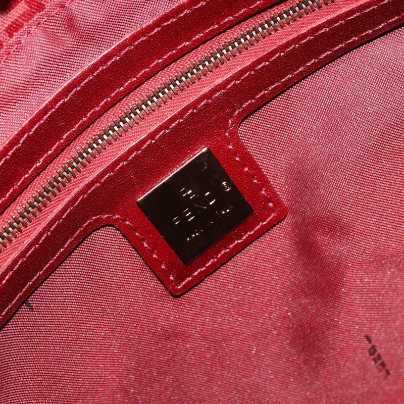 【日本直送】FENDI Zucchino帆布Mamma Baguette單肩包 紅色金色 正品 178066V-19