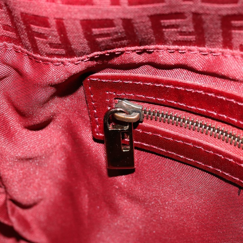【日本直送】FENDI Zucchino帆布Mamma Baguette單肩包 紅色金色 正品 178066V-22