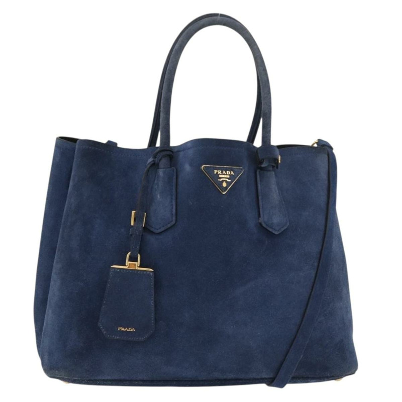 【日本直送】PRADA 手提包 麂皮 兩用 海軍藍 金色 正品 178081A-0