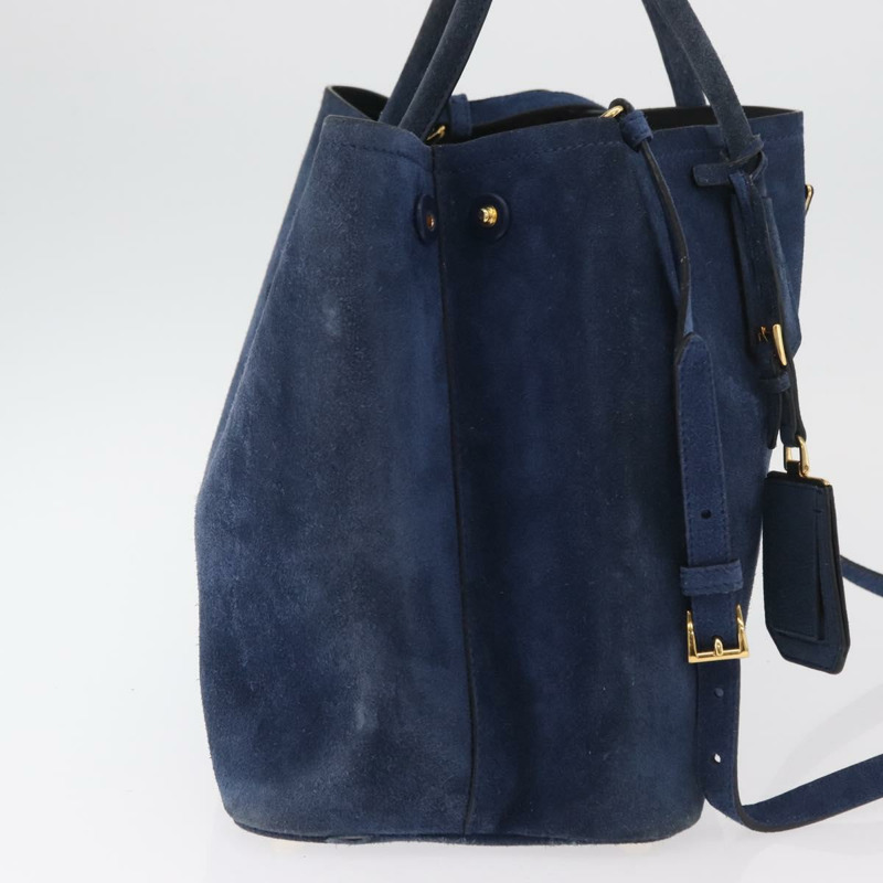 【日本直送】PRADA 手提包 麂皮 兩用 海軍藍 金色 正品 178081A-3