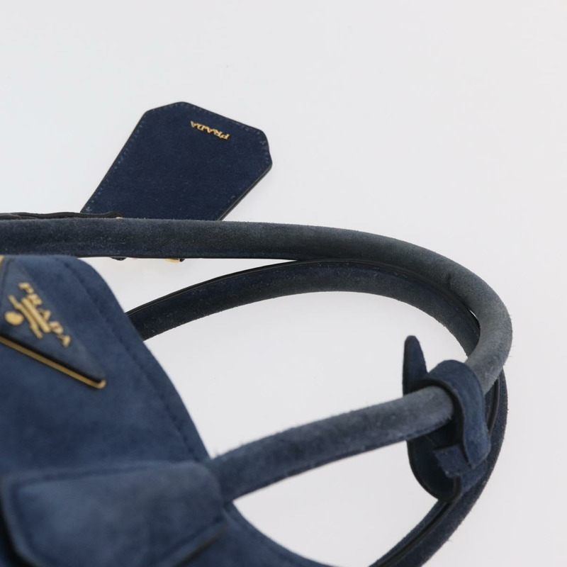 【日本直送】PRADA 手提包 麂皮 兩用 海軍藍 金色 正品 178081A-7