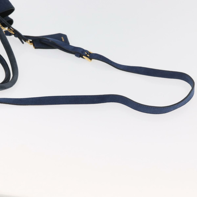 【日本直送】PRADA 手提包 麂皮 兩用 海軍藍 金色 正品 178081A-8