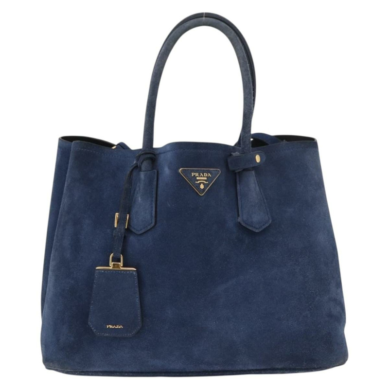 【日本直送】PRADA 手提包 麂皮 兩用 海軍藍 金色 正品 178081A-12