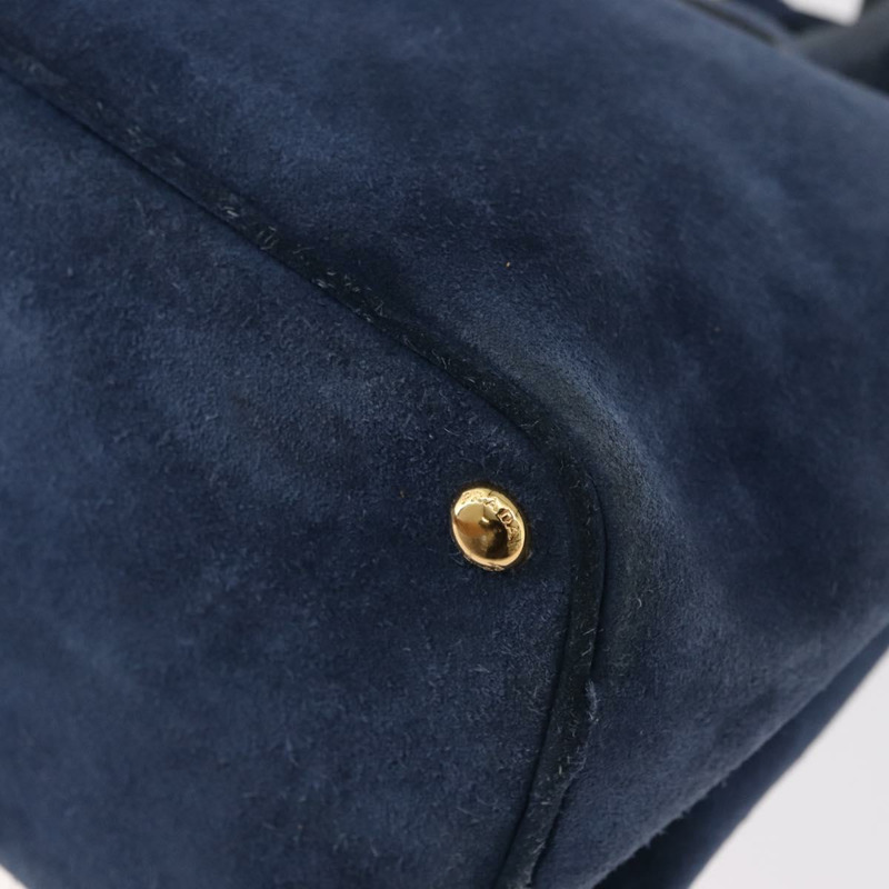 【日本直送】PRADA 手提包 麂皮 兩用 海軍藍 金色 正品 178081A-16