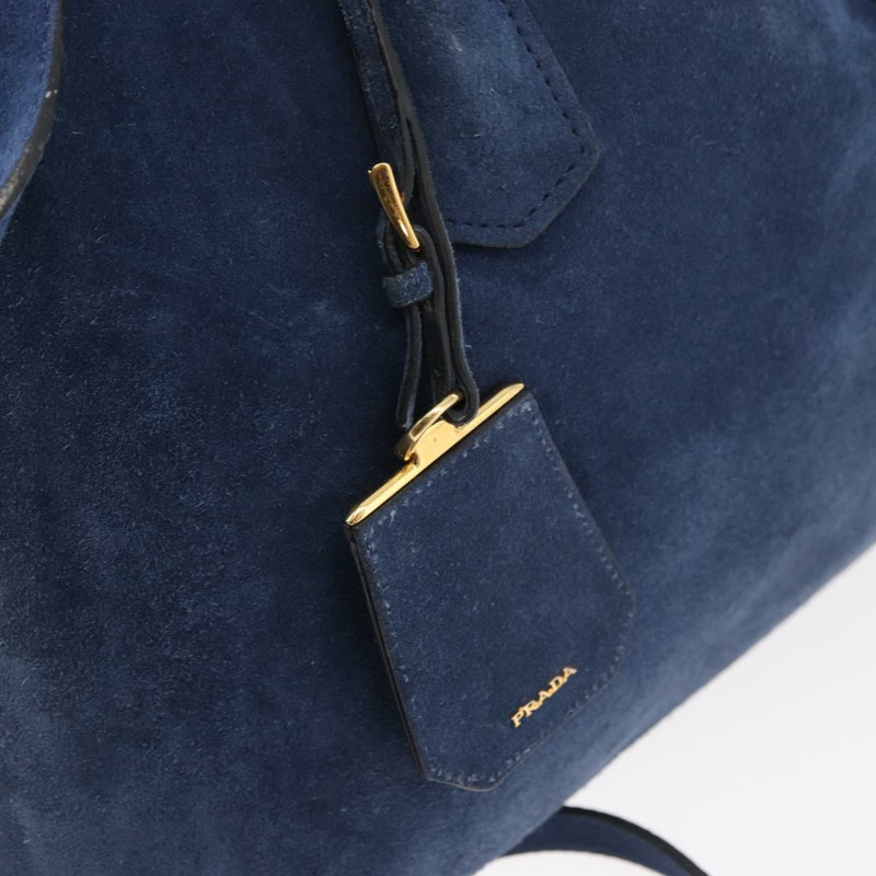 【日本直送】PRADA 手提包 麂皮 兩用 海軍藍 金色 正品 178081A-17