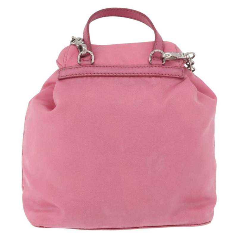 【日本直送】PRADA 尼龍粉紅銀色鏈條單肩包 正品 177289A-1