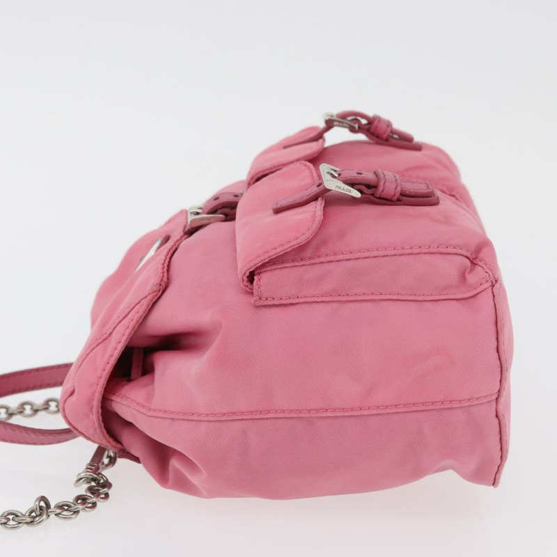 【日本直送】PRADA 尼龍粉紅銀色鏈條單肩包 正品 177289A-3