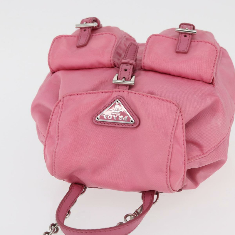 【日本直送】PRADA 尼龍粉紅銀色鏈條單肩包 正品 177289A-5