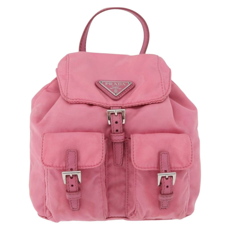 【日本直送】PRADA 尼龍粉紅銀色鏈條單肩包 正品 177289A-12
