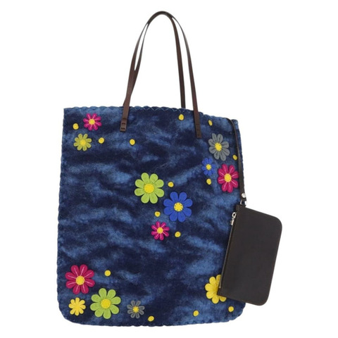 FENDI 羊毛手提包 藍色 正品 176743V