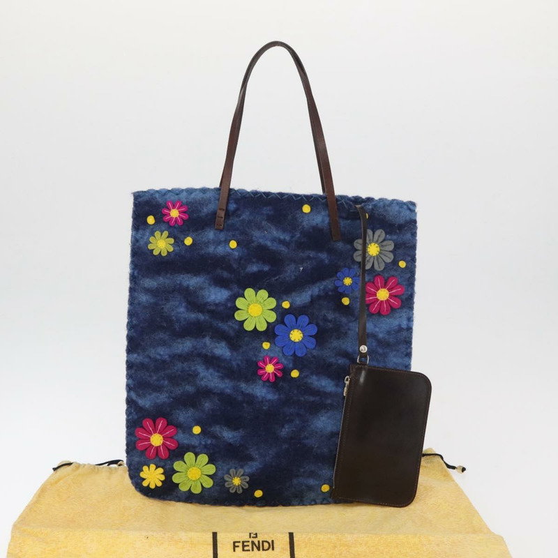 【日本直送】FENDI 羊毛手提包 藍色 正品 176743V-11