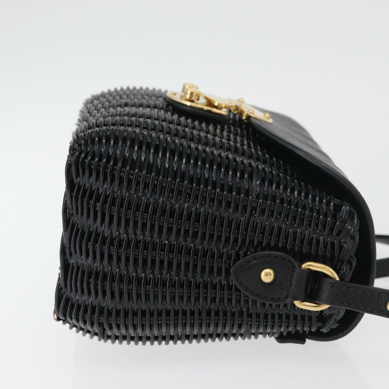 【日本直送】Miu Miu 草編黑色金色單肩包 正品 bs34953V-2